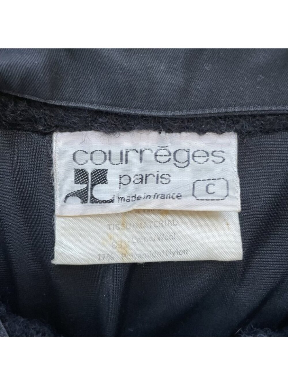 Vintage 1970s Courreges Paris Jacket Size C US Medium Large Black Boucle Wool - Picture 12 of 13